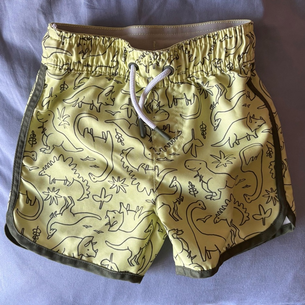 Cat & Jack Yellow Dinosaur Swim Shorts
